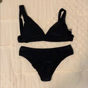 Black Plunge tie back bikini